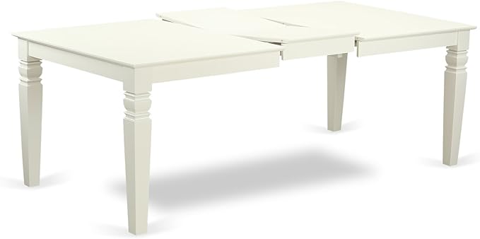 East West Furniture LGBO9-LWH-W 9 Piece Kitchen Table & Chairs Set Includes a Rectangle Dining Table with Butterfly Leaf and 8 Dining Room Chairs, 42x84 Inch, Linen White