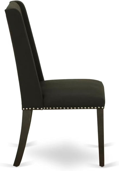 East West Furniture V697FL624-5 5 Piece Dining Table Set for 4 Includes a Rectangle Kitchen Table with V-Legs and 4 Black Linen Fabric Parson Dining Chairs, 40x72 Inch, Multi-Color