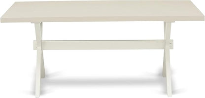 East West Furniture X027EN206-9 9 Piece Dining Table Set Includes a Rectangle Dining Room Table with X-Legs and 8 Dark Shitake Linen Fabric Upholstered Chairs, 40x72 Inch, Multi-Color