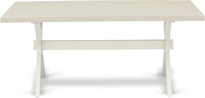 East West Furniture X027EL207-9 9 Piece Kitchen Table & Chairs Set Includes a Rectangle Dining Room Table with X-Legs and 8 Gray Linen Fabric Parson Dining Chairs, 40x72 Inch, Multi-Color