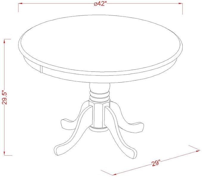 East West Furniture HBBO5-LWH-C 5 Piece Modern Dining Table Set Includes a Round Wooden Table with Pedestal and 4 Linen Fabric Kitchen Dining Chairs, 42x42 Inch, Linen White
