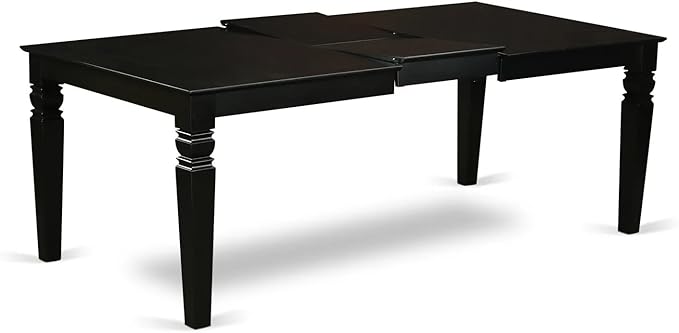 East West Furniture LGX29-BLK-30 -9 Piece Dining Set Includes a Rectangular Kitchen Table with Black Tabletop and 8 Stackable Polyester Fabric Chairs, Black
