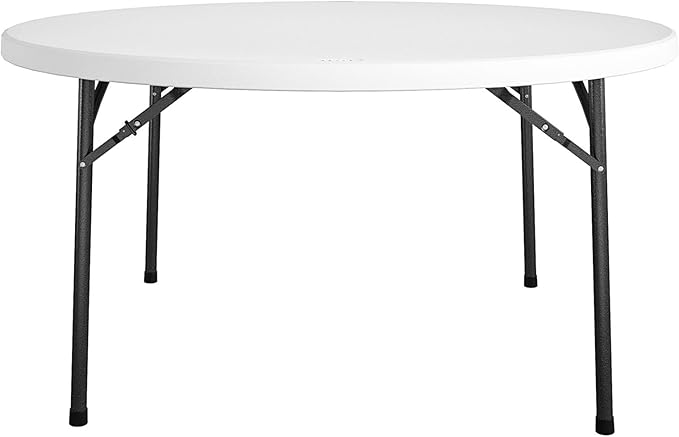 COSCO Commercial 5' (60") Round Blow Mold Table, White