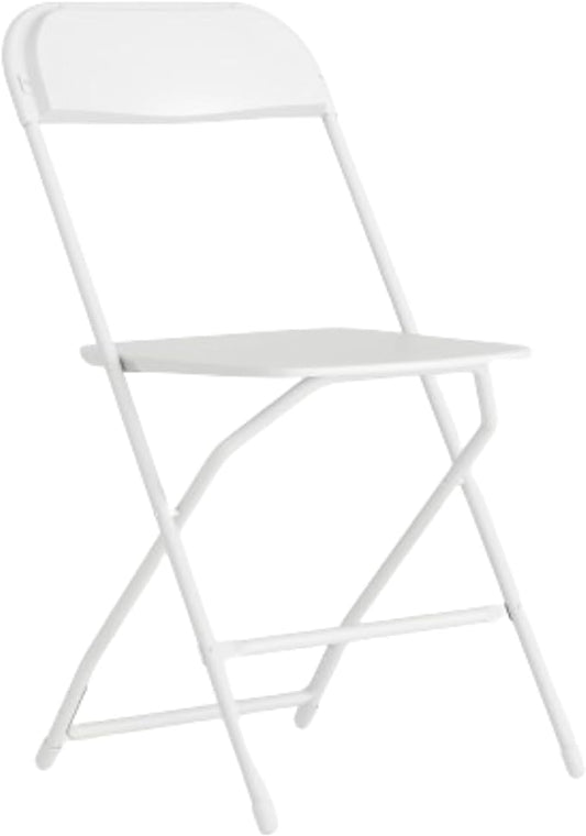Flash Furniture Hercules Series Plastic Folding Chair - White - 650LB Weight Capacity Comfortable Event Chair - Lightweight Folding Chair