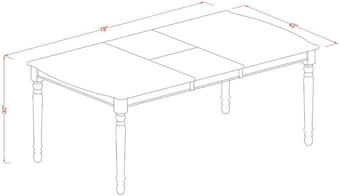 East West Furniture DODA7-MAH-W 7 Piece Kitchen Table & Chairs Set Consist of a Rectangle Dining Room Table with Butterfly Leaf and 6 Solid Wood Seat Chairs, 42x78 Inch, Mahogany