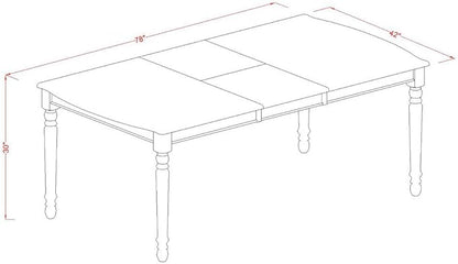 East West Furniture DOCL5-BMK-W 5 Piece Dining Set Includes a Rectangle Dining Room Table with Butterfly Leaf and 4 Wood Seat Chairs, 42x78 Inch, Buttermilk & Cherry