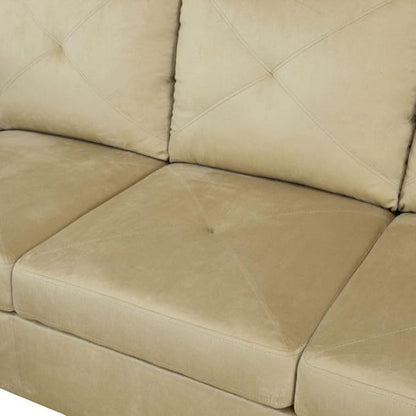 Beige L-Shaped 3-Piece Microfiber Sofa with Storage Ottoman Set, Sectional Couch Sofa Set for Living Room, Office, Small Space