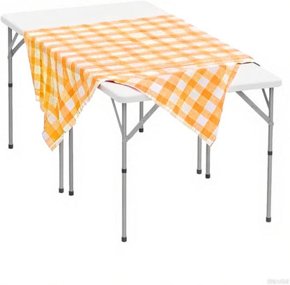 HLPB 34'' Square Folding Card Table 2 Pcs, Fold-in-Half Portable Dining Table with Handle and Safety Lock, Foldable Plastic Dining Table Indoor Outdoor for Camping, Picnic and Party Event, White