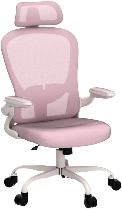 Office Chair, High Back Ergonomic Desk Chair, Breathable Mesh Desk Chair with Adjustable Lumbar Support and Headrest, Swivel Task Chair with flip-up Armrests, Executive Chair for Home Office