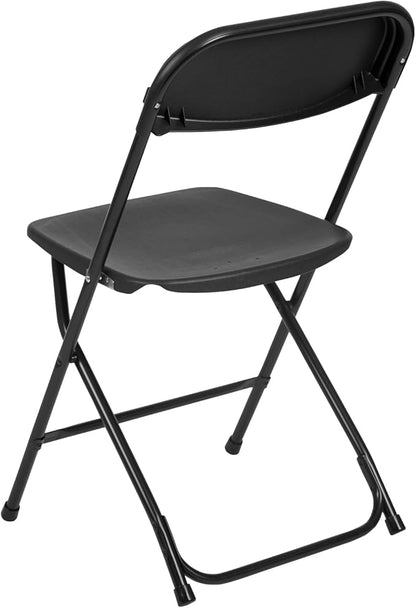 Flash Furniture Hercules Series Plastic Folding Chairs for Parties and Weddings, Stackable Commercial Event Seats with 650-lb. Static Weight Capacity, Set of 2, Black