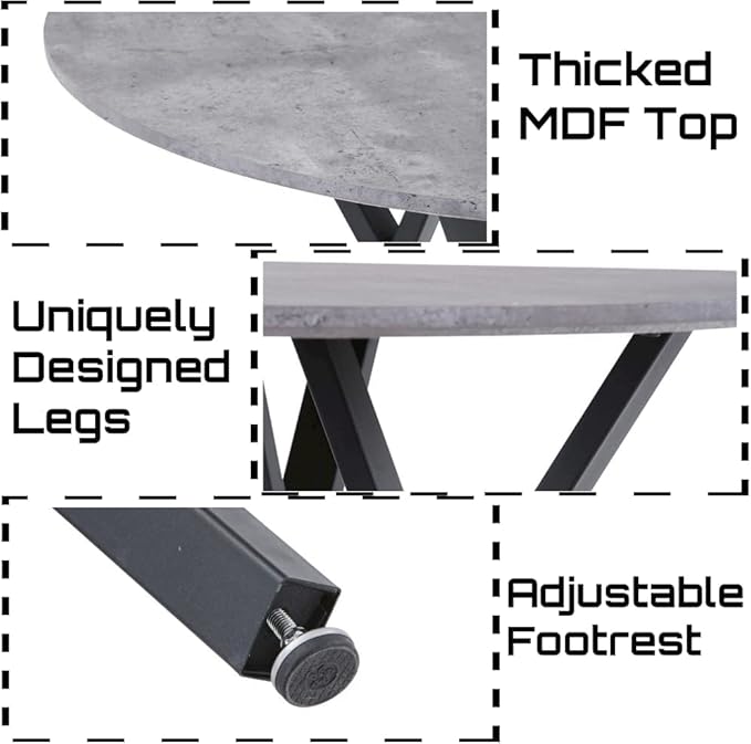 Round Dining Table with Metal Legs, 35.5 in Modern Kitchen Table Dining Room Table for Dining Room Kitchen, Grey
