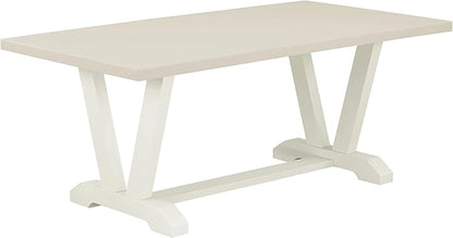 East West Furniture V027EN206-7 7 Piece Dining Table Set Consist of a Rectangle Kitchen Table with V-Legs and 6 Dark Shitake Linen Fabric Parson Dining Chairs, 40x72 Inch, Multi-Color