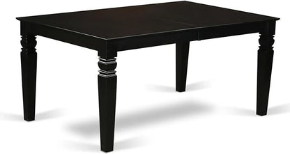 East West Furniture LGX25-BLK-30 -5 Piece Dining Set Includes a Rectangular Kitchen Table with Black Tabletop and 4 Stackable Polyester Fabric Chairs, Black