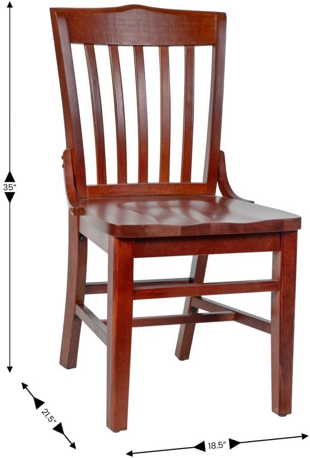 Flash Furniture Hercules Series School House Back Wood Restaurant Chair, Classic Armless Dining Chair for Restaurants/Kitchens, Mahogany Wood Finish