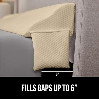Gorilla Grip Headboard Gap Pillow and Bed Sheet Straps, Headboard Gap Pillow Size Twin Cream, Dense Foam Wedge, Sheet Fasteners 4 Pack White, Adjustable Elastic with Metal Clips, 2 Item Bundle