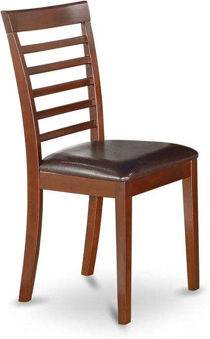 East West Furniture CAML6C-MAH-LC 6 Piece Dining Table Set Contains a Rectangle Dining Room Table and 4 Faux Leather Upholstered Chairs with a Bench, 36x60 Inch, Mahogany