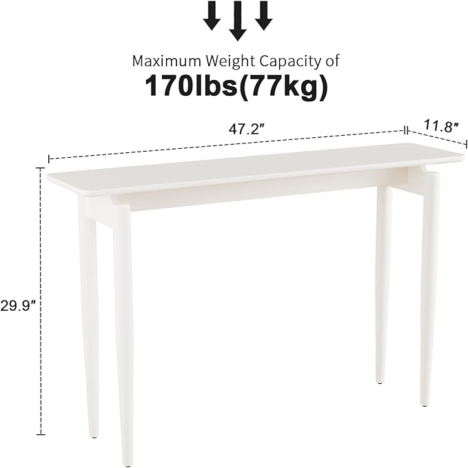 Wood Console Table Walnut Entryway Table, Thin Console Table, Sofa Tables for Living Room (47.2'')