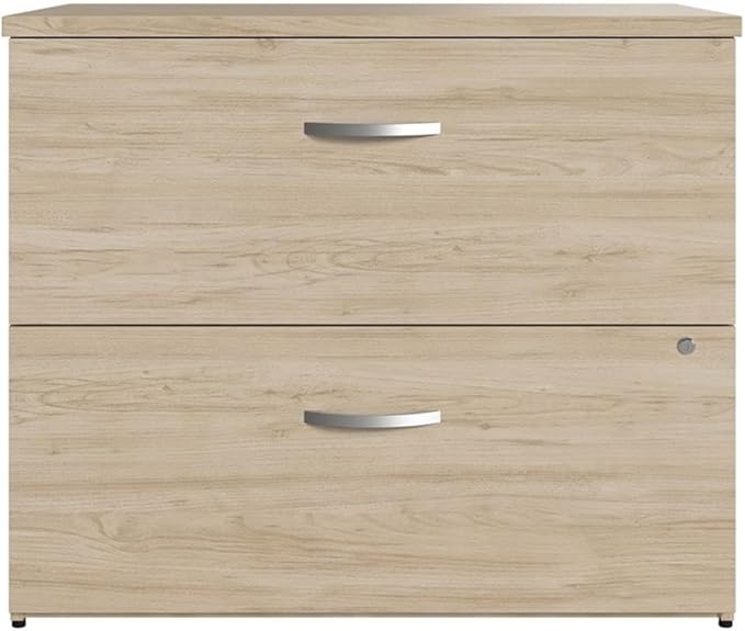 Bush Business Furniture Studio C 2 Drawer Lateral File Cabinet in Natural Elm - Assembled, Locking Document Storage for Home or Professional Office