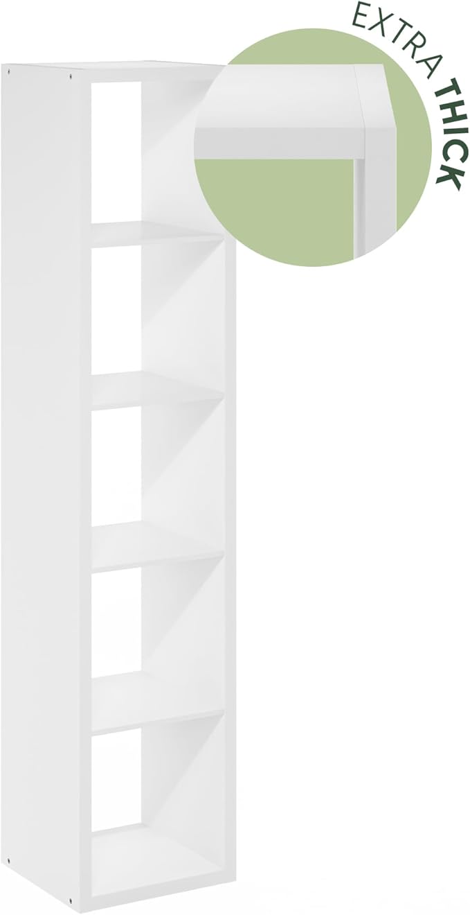 Furinno Cubicle Open Back Decorative Verticle Cube Storage Organizer, 5-Cube, White