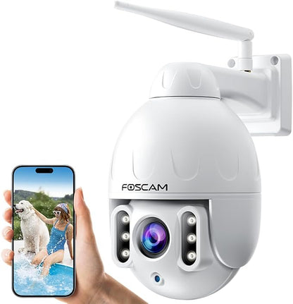 FOSCAM SD4 2k 4MP Outdoor Security Camera, 5G/2.4GHz WiFi PTZ IP Surveillance Camera with 4X Optical Zoom, Smart AI Human Detection, 2-Way Audio, 165ft Night Vision, CMOS Image Sensor, IP66
