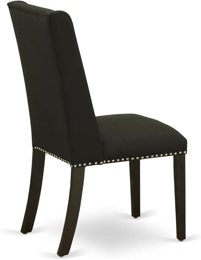 East West Furniture V677FL624-6 6 Piece Dining Room Set Contains a Rectangle Dining Table with V-Legs and 4 Black Linen Fabric Parson Chairs with a Bench, 40x72 Inch, Multi-Color