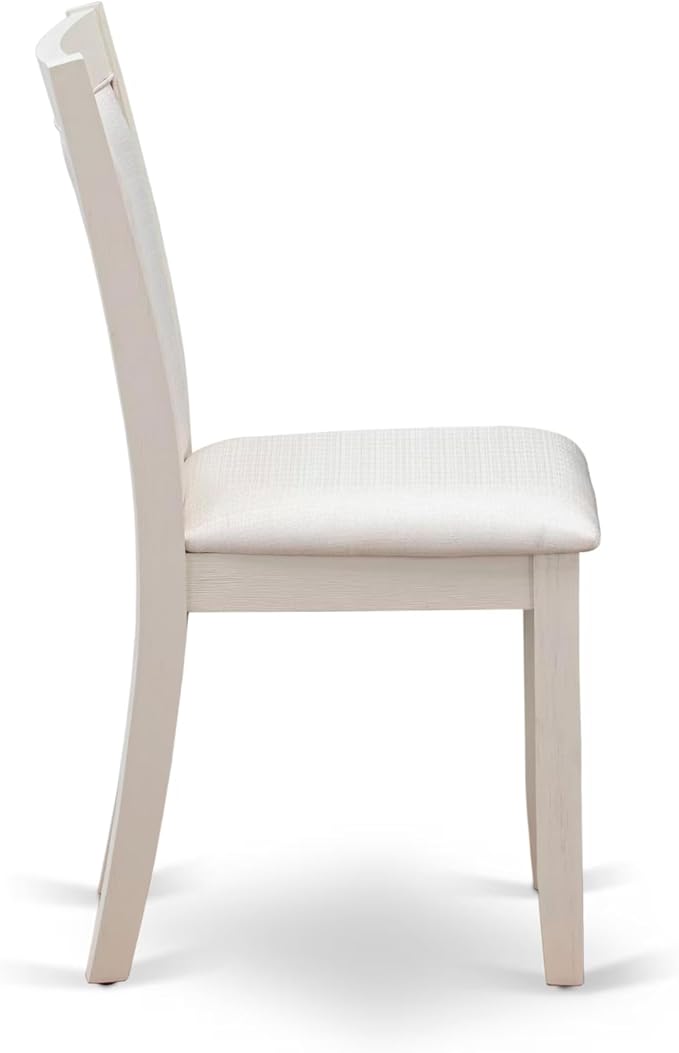 East West Furniture V027MZ001-5 5 Piece Dining Room Furniture Set Includes a Rectangle Dining Table with V-Legs and 4 Cream Linen Fabric Parsons Chairs, 40x72 Inch, Multi-Color