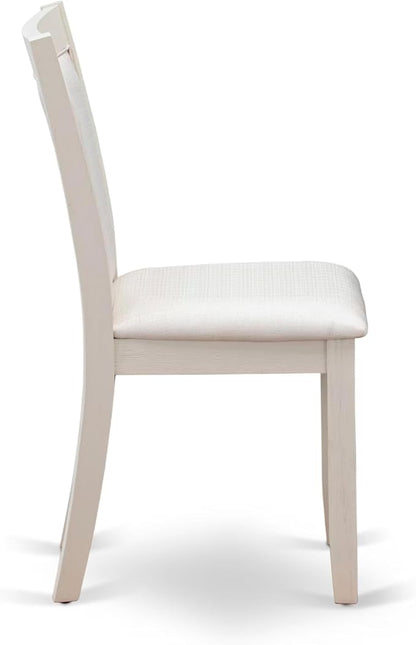 East West Furniture V077MZ001-9 9 Piece Modern Dining Table Set Includes a Rectangle Wooden Table with V-Legs and 8 Cream Linen Fabric Parson Dining Chairs, 40x72 Inch, Multi-Color