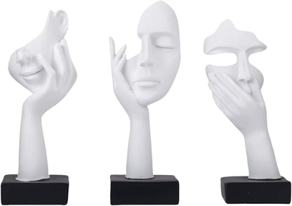 Thinker Statue Modern Abstract Art Decor Face Sculptures Decorative Objects Tv Stand Decor Items Figurine Office Study Room Bookshelf Desktop Home Decor Accent (White)