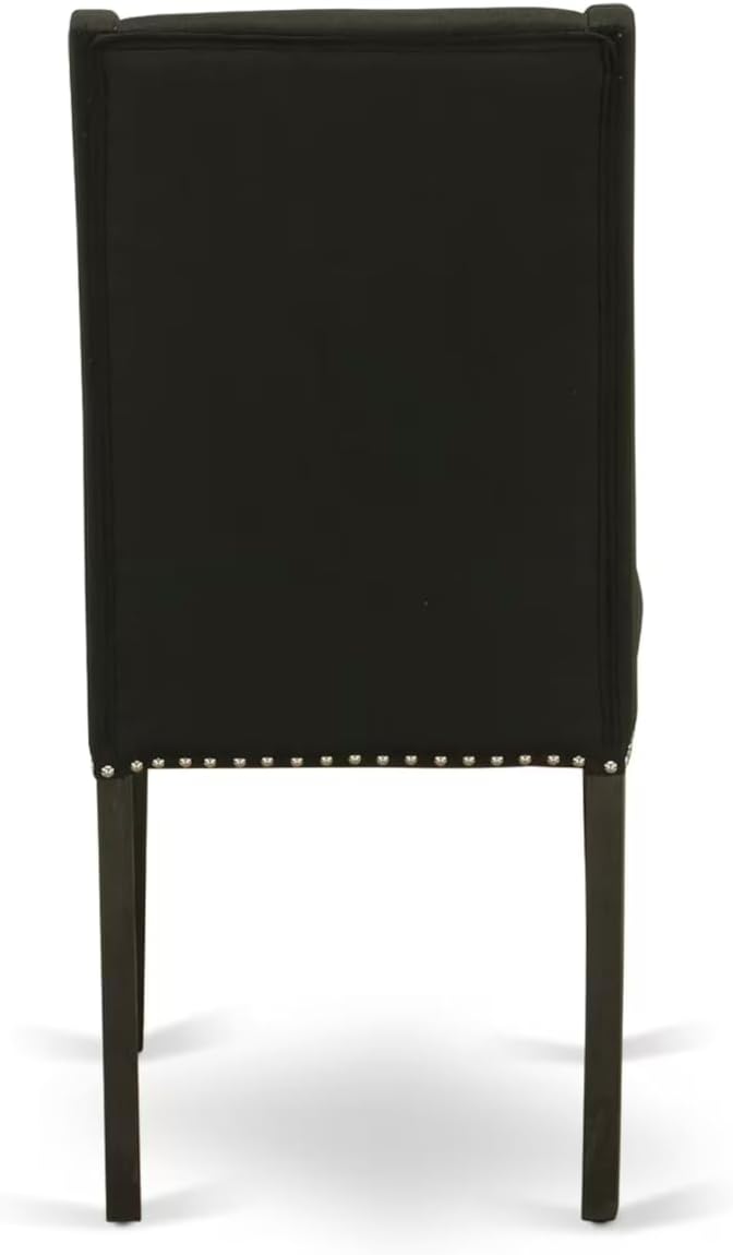 East West Furniture V697FL624-5 5 Piece Dining Table Set for 4 Includes a Rectangle Kitchen Table with V-Legs and 4 Black Linen Fabric Parson Dining Chairs, 40x72 Inch, Multi-Color
