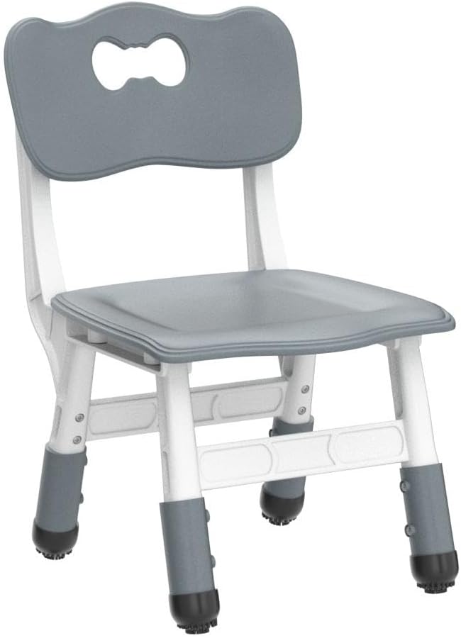 FUNLIO Adjustable Kids Chair (2pcs), 3 Level Height Adjustable Toddler Chair for Ages 3-8, Sturdy Child Chair with Maximum Bearing 220lbs, for Classrooms/Daycares/Homes, CPC & CE Approved - Grey