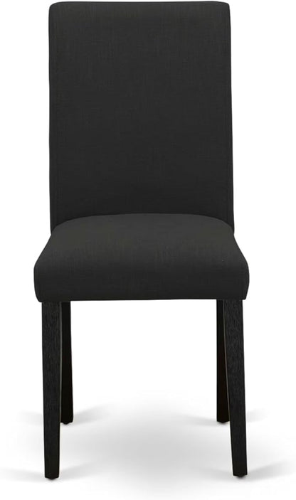 East West Furniture V677AB624-5 5 Piece Dinette Set Includes a Rectangle Dining Room Table with V-Legs and 4 Black Color Linen Fabric Parsons Dining Chairs, 40x72 Inch, Multi-Color