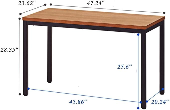 BIBOC 24X48 inches Computer Desk/Dining Table, Office Desk, Composite Wood Board Sturdy Writing Workstation for Home Office Walnut and Black Legs
