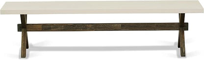 East West Furniture X727MZ748-6 6 Piece Dining Table Set Contains a Rectangle Kitchen Table with X-Legs and 4 Coffee Linen Fabric Upholstered Chairs with a Bench, 40x72 Inch, Multi-Color