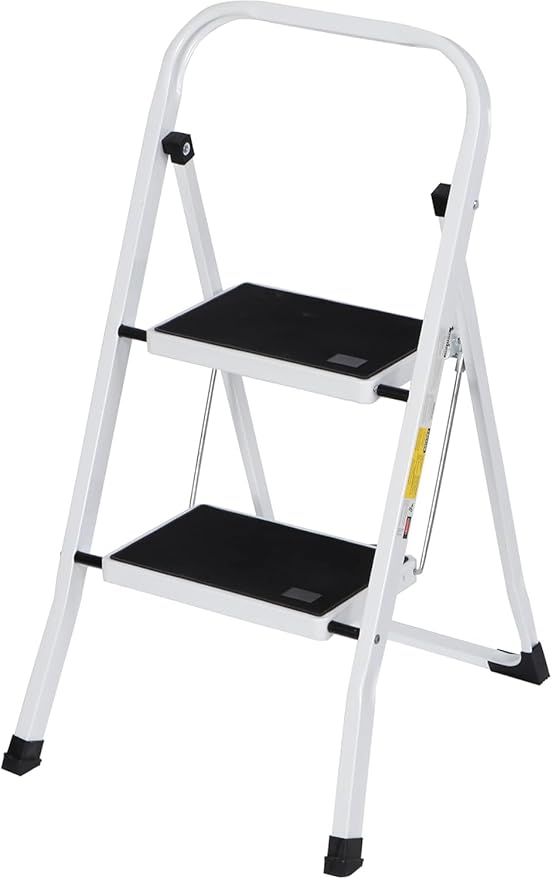 Simpli-Magic Step Ladder, 2 Step Stool Ergonomic Foldable with Wide Anti-Slip Pedal, Multi-Use for Household, Kitchen and Office (300 LBS Capacity)