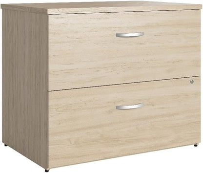 Bush Business Furniture Studio C 2 Drawer Lateral File Cabinet in Natural Elm - Assembled, Locking Document Storage for Home or Professional Office