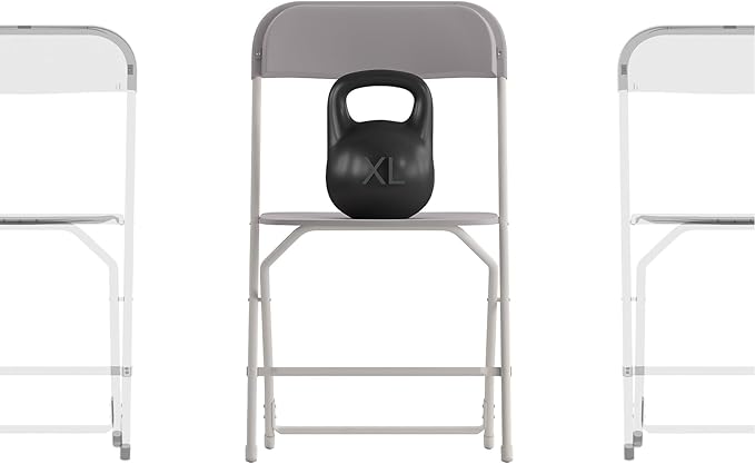 Flash Furniture Hercules Big and Tall Commercial Folding Chair - Extra Wide 650LB. Capacity - Durable Plastic - Gray, 4-Pack