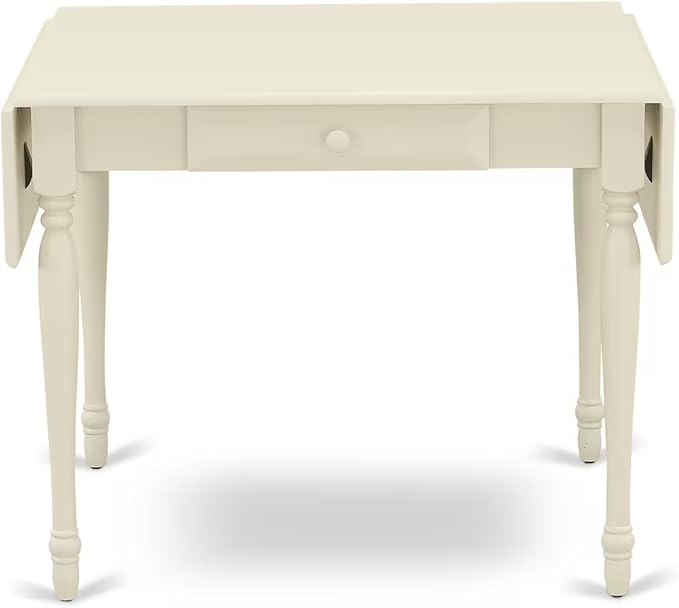 East West Furniture MZDA3-LWH-C 3 Piece Dining Room Table Set Contains a Rectangle Kitchen Table with Dropleaf and 2 Linen Fabric Upholstered Dining Chairs, 36x54 Inch, Linen White