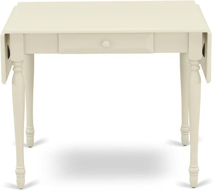 East West Furniture MZDA3-LWH-C 3 Piece Dining Room Table Set Contains a Rectangle Kitchen Table with Dropleaf and 2 Linen Fabric Upholstered Dining Chairs, 36x54 Inch, Linen White