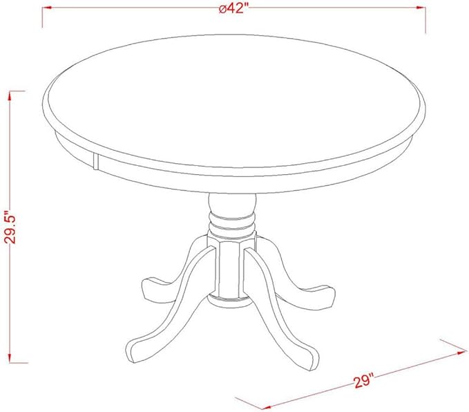 East West Furniture HLCA3-CAP-LC 3 Piece Modern Dining Table Set Contains a Round Wooden Table with Pedestal and 2 Faux Leather Dining Room Chairs, 42x42 Inch, Cappuccino