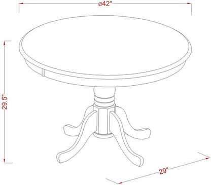 East West Furniture HLCA3-CAP-LC 3 Piece Modern Dining Table Set Contains a Round Wooden Table with Pedestal and 2 Faux Leather Dining Room Chairs, 42x42 Inch, Cappuccino