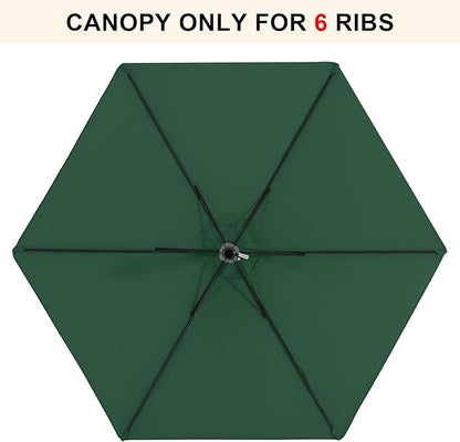 MASTERCANOPY Patio Umbrella 7.5 ft Replacement Canopy for 6 Ribs-Forset Green Canopy Only