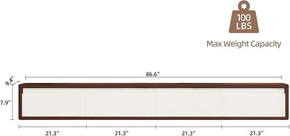 Floating TV Stand High Gloss,86'' Wall-Mounted TV Cabinet,Floating TV Console,Under TV Shelf with 3 Doors for Living Room Bedroom(Walnut+White)