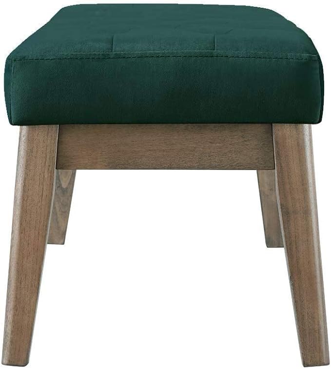 24KF Velvet Upholstered Buttons Tufted Entryway Bench with Solid Wood Leg,Bed Bench Ottoman with Padded Seat,5034-Jade