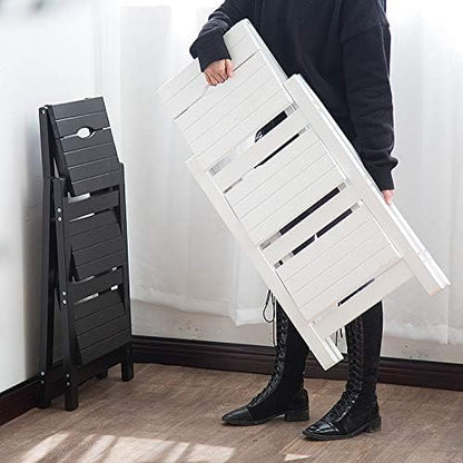 KINGBO Step Stool for Adults/Step Ladder/Counter Chair, 3-Step Folding Portable Wooden Step Stool, Anti-Slip & Lightweight (White)