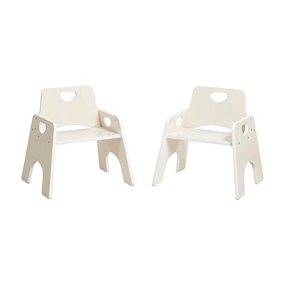 ECR4Kids Stackable Wooden Toddler Chair, 10in, Kids Furniture, White Wash, 2-Pack
