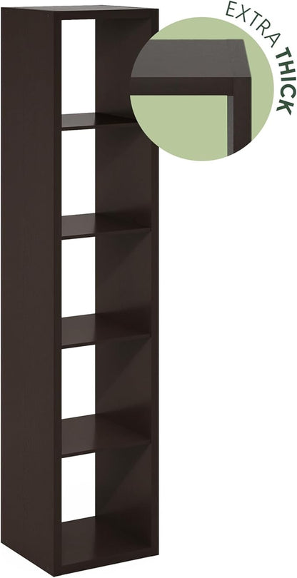 Furinno Cubicle Open Back Decorative Verticle Cube Storage Organizer, 5-Cube, Black Dark Oak