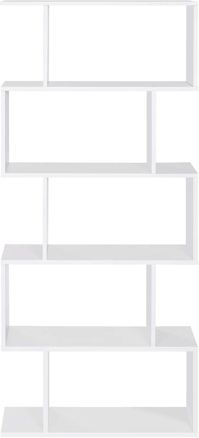 VASAGLE Wooden Bookcase, Display Shelf and Room Divider, Freestanding Decorative Storage Shelving, 5-Tier Bookshelf, White