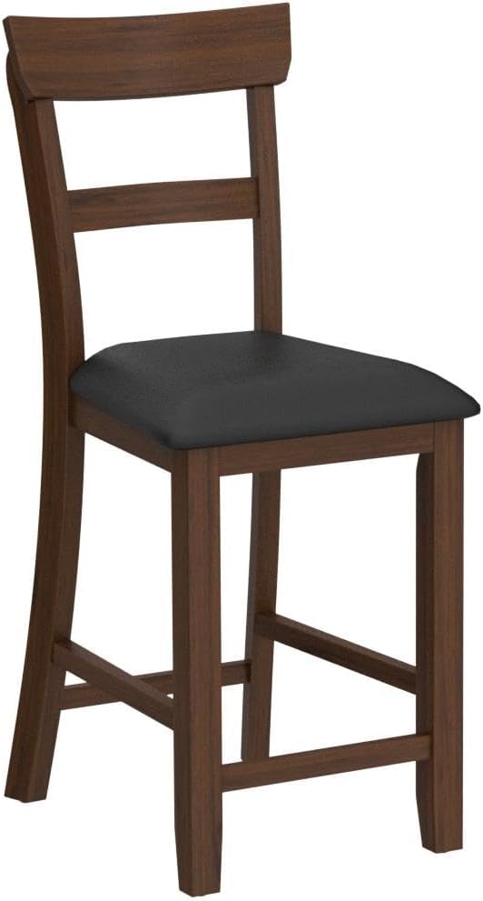 COSTWAY Barstools Set of 4, 25.5-Inch Counter Height Chair with Backrest, Foam-Padded Cushion, Rubber Wood Legs, Wooden Vintage Dining Chair for Bistro, Living Room, Kitchen, Brown and Black