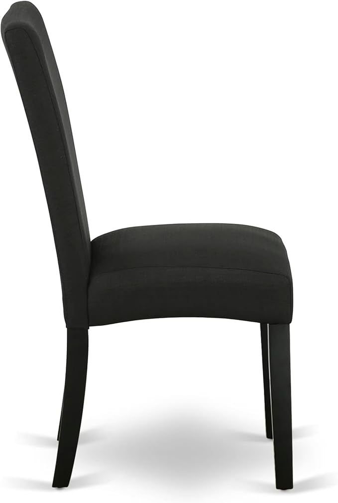 East West Furniture V697DR124-6 6 Piece Dining Table Set Contains a Rectangle Wooden Table with V-Legs and 4 Black Color Linen Fabric Parson Chairs with a Bench, 40x72 Inch, Multi-Color