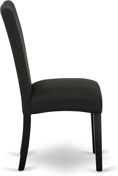 East West Furniture V677DR124-5 5 Piece Dining Room Table Set Includes a Rectangle Kitchen Table with V-Legs and 4 Black Color Linen Fabric Parson Dining Chairs, 40x72 Inch, Multi-Color